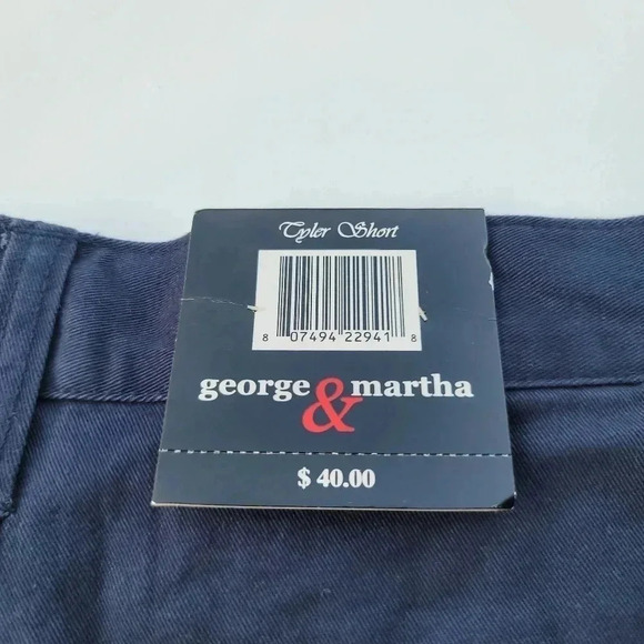 NWT $40 George & Martha Navy Blue Pleated Chino Men's Shorts Size 38 - Picture 9 of 11